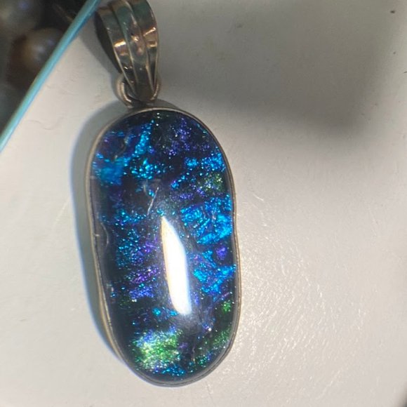 Dichroic Glass Sterling Silver Pendant - Picture 1 of 4